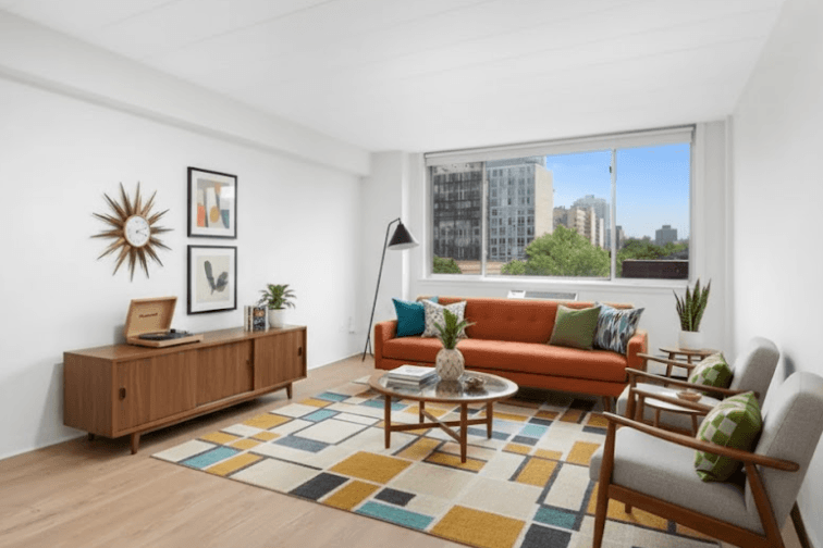 Staged room in mid-century modern style