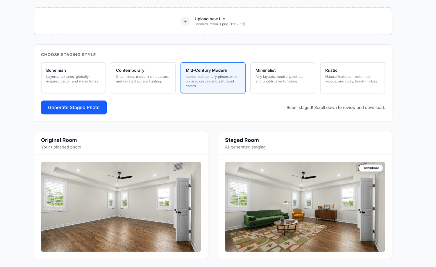 Cheap Virtual Stagings UI Preview
